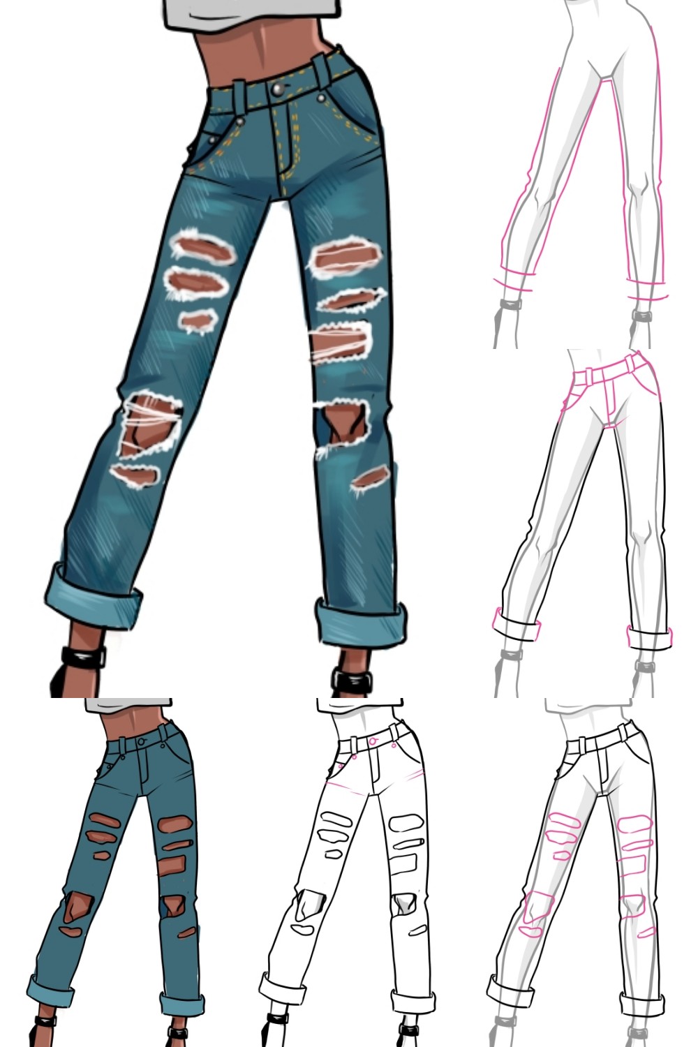 18 Easy Jeans Drawing Ideas - Drawings